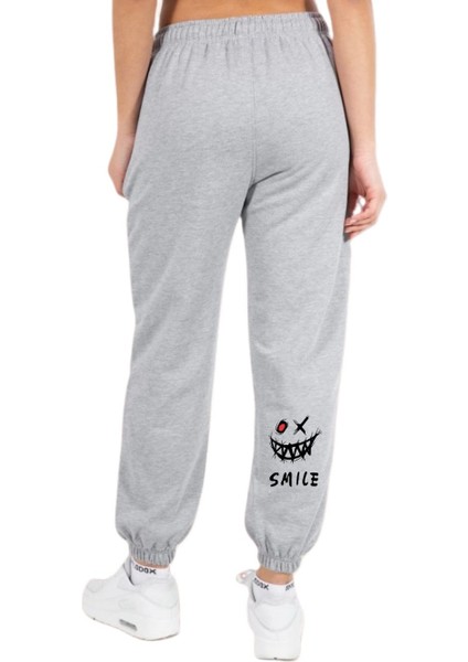 Smile Baskılı Yeni Tarz Jogger Paça Lastikli Yan Cepli Eşofman Altı