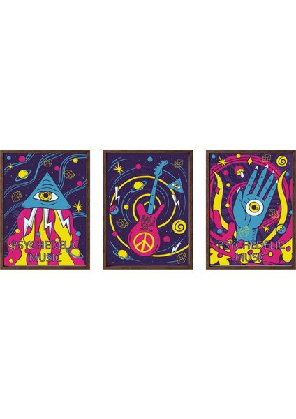 3’lü Mdf Uv Baskılı Tablo | Plastik Çerçeveli Duvar Dekoru 19