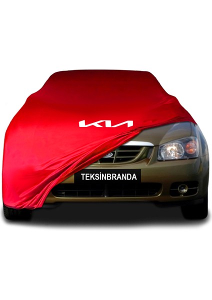 Kia Cerato 1 Sedan (2004 - 2006) Kırmızı Kumaş Araba Branda Logolu Kumaş Araba Brandası Penye Oto Branda