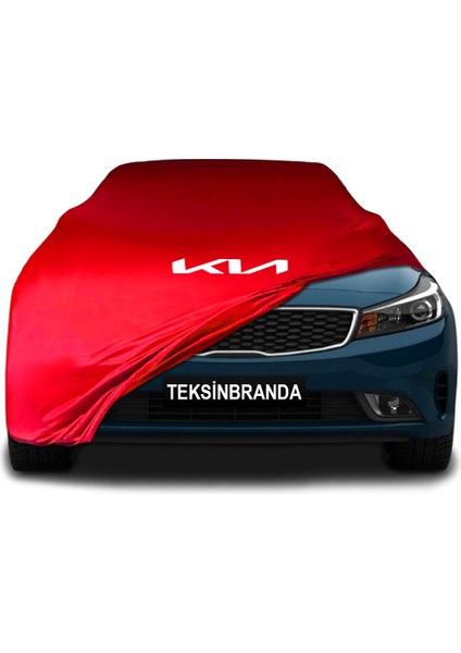 Kia Cerato 4 Hatchback (2019 - ) Kırmızı Kumaş Araba Branda Logolu Kumaş Araba Brandası Penye Oto Branda