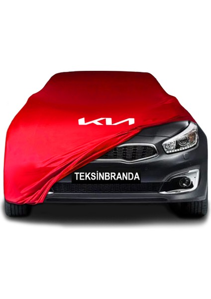 Kia Ceed 2 Station Wagon (2012 - 2018) Kırmızı Kumaş Araba Branda Logolu Kumaş Araba Brandası Penye Oto Branda