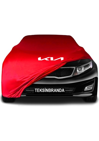 Kia Optima 4 Station Wagon (2015 - 2020) Kırmızı Kumaş Araba Branda Logolu Kumaş Araba Brandası Penye Oto Branda