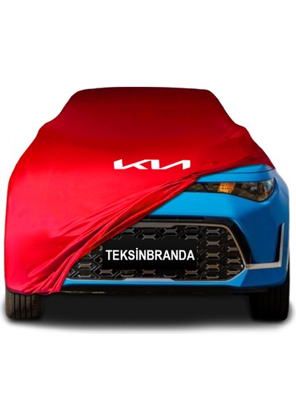 Kia Soul Kırmızı Kumaş Araba Branda Logolu Kumaş Araba Brandası Penye Oto Branda