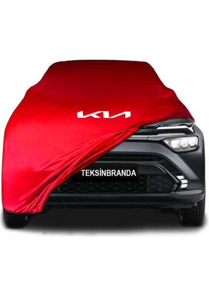 Kia Carens 4 (2022 - ) Kırmızı Kumaş Araba Branda Logolu Kumaş Araba Brandası Penye Oto Branda