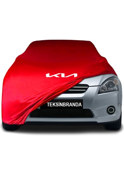 Kia Ceed 1 Hatchback (2007 - 2012) Kırmızı Kumaş Araba Branda Logolu Kumaş Araba Brandası Penye Oto Branda