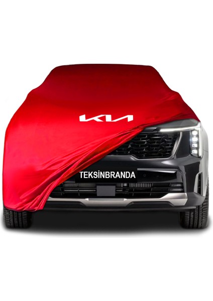 Kia Sorento 4 (2024 - ) Kırmızı Kumaş Araba Branda Logolu Kumaş Araba Brandası Penye Oto Branda