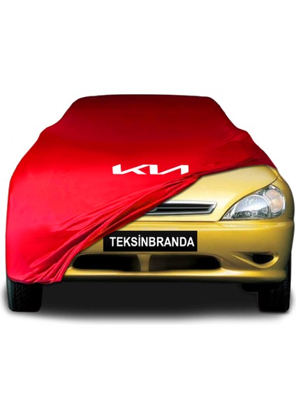 Kia Rio 1 Hatchback (1999 - 2005) Kırmızı Kumaş Araba Branda Logolu Kumaş Araba Brandası Penye Oto Branda