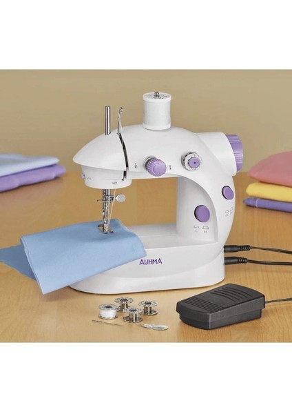 Işıklı Pedallı Dikiş Makinesi Mini Asw1 Beyaz Nakış ( Lisinya )