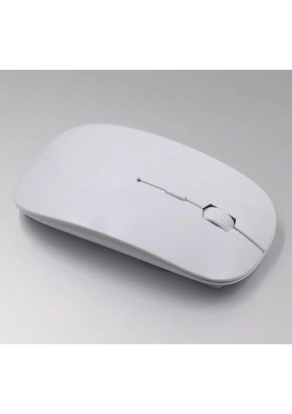 Ultra Ince USB Bilgisayar Pc Dizüstü Masaüstü Kablosuz Mouse (Beyaz) ( Lisinya )