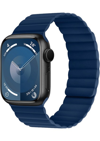 Watch 10 46MM Kordon Magnetik Tak Çıkar Silikon Strap Kayış Lacivert fiyatları