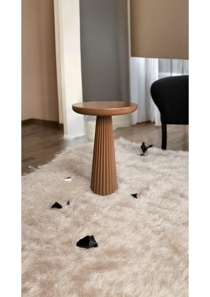 Wood Wooden Ahşap Kahverengi Renk Tekli Mantar Yan Sehpa Fiskos Çiçeklik Decorative