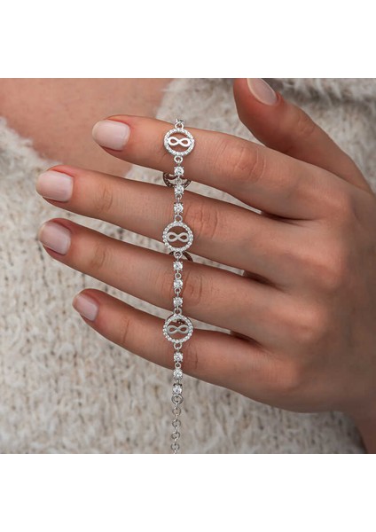 Gümüş Halka Içinde Sonsuzluk Kadın Bileklik