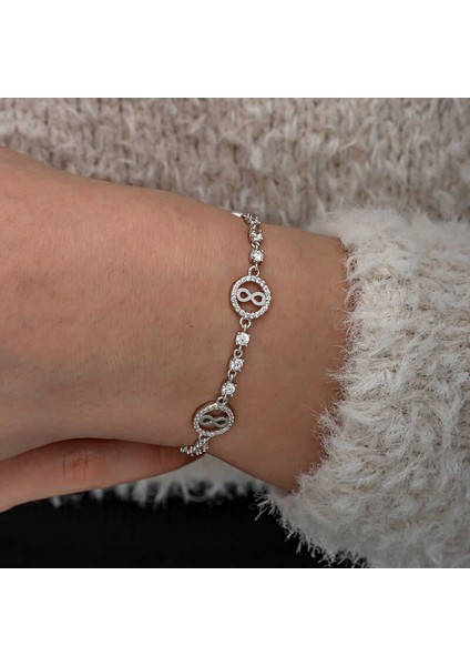 Gümüş Halka Içinde Sonsuzluk Kadın Bileklik indirimleri