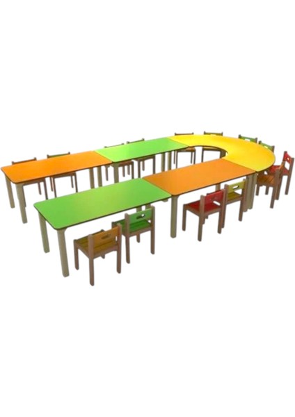 Ahşap Çocuk Masası Anaokulu-Kreş-Çocuk Masası ( 5 Parça )
