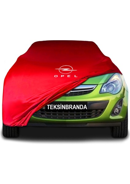 Opel Corsa D 3-Door (2006 - 2014) Kırmızı Kumaş Araba Branda Logolu Kumaş Penye Oto Branda