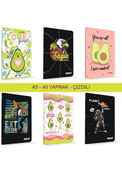 Çınar Uninote A5 40 Yaprak Karton Kapak Dikişli Defter 2 Çizgili 2 Kareli