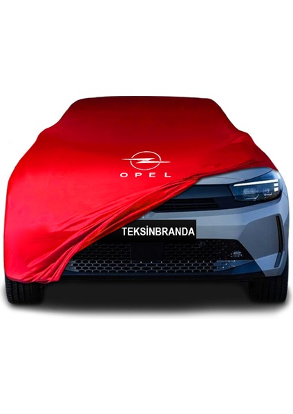 Opel Corsa F (2023 - ) Kırmızı Kumaş Araba Branda Logolu Kumaş Araba Brandası Penye Oto Branda