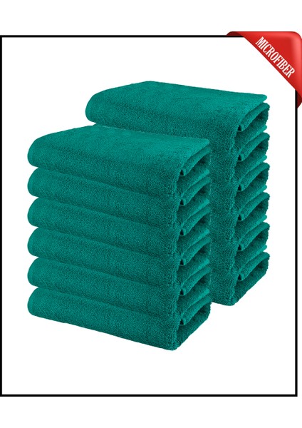 12 Adet Büyük Boy Mikrofiber 50X90CM, Fitness Havlusu , Spor Havlusu , Boya Tutmaz Kuaför Havlusu