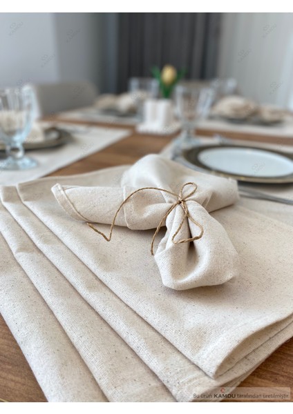 30X30CM 12 Adet %100 Pamuk Keten Runner Sunum Peçetesi, Servis Peçetesi , Amerikan Runner