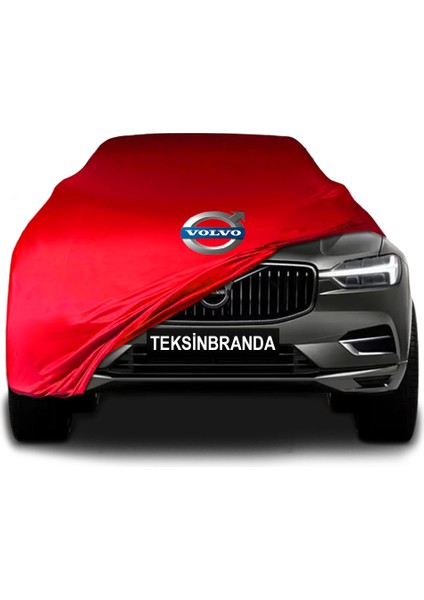 Volvo XC60 Kırmızı Kumaş Araba Branda Logolu Kumaş Araba Brandası Penye Oto Branda