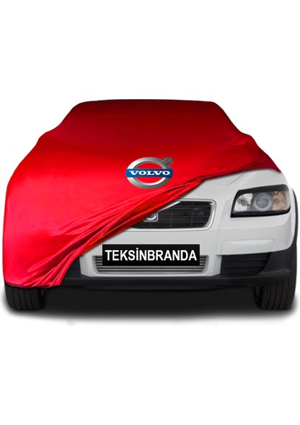 Volvo C30 (2006 - 2013) Kırmızı Kumaş Araba Branda Logolu Kumaş Araba Brandası Penye Oto Branda