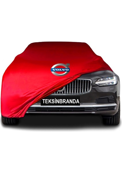 Volvo V90 Kırmızı Kumaş Araba Branda Logolu Kumaş Araba Brandası Penye Oto Branda