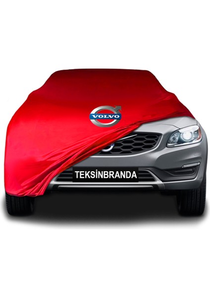 Volvo S60 2 (2010 - 2018) Kırmızı Kumaş Araba Branda Logolu Kumaş Araba Brandası Penye Oto Branda