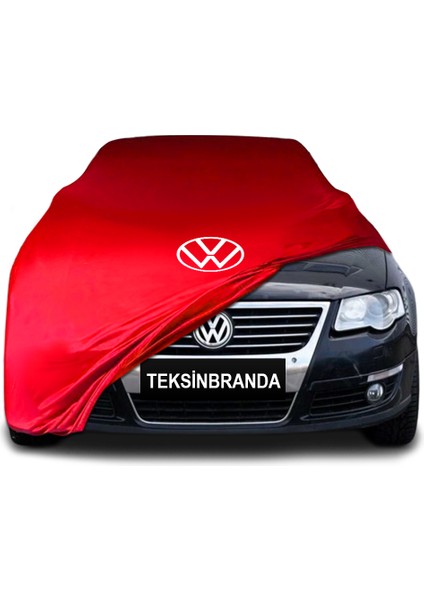 Volkswagen Passat B6 (2005 - 2010) Kırmızı Kumaş Araba Branda Logolu Kumaş Araba Brandası Penye Oto Branda