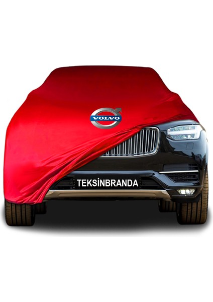 Volvo XC90 Kırmızı Kumaş Araba Branda Logolu Kumaş Araba Brandası Penye Oto Branda