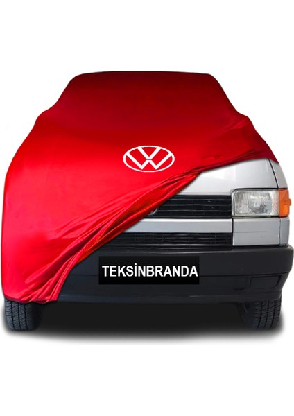 Volkswagen Transporter T4 1990 - 1995 Kırmızı Kumaş Araba Branda Logolu Kumaş Araba Brandası Penye Oto Branda