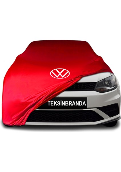 Volkswagen Polo 5 (2009 - 2017) Kırmızı Kumaş Araba Branda Logolu Kumaş Araba Brandası Penye Oto Branda