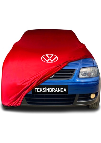 Volkswagen Caddy 3 (2003 - 2010) Kırmızı Kumaş Araba Branda Logolu Kumaş Araba Brandası Penye Oto Branda