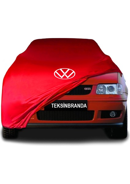 Volkswagen Polo 3 Sedan (1994-2000) Kırmızı Kumaş Araba Branda Logolu Kumaş Araba Brandası Penye Oto Branda