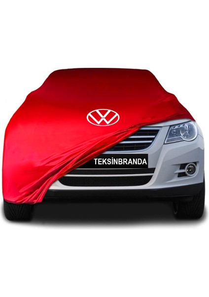 Volkswagen Tiguan (2007 - 2015) Kırmızı Kumaş Araba Branda Logolu Kumaş Araba Brandası Penye Oto Branda