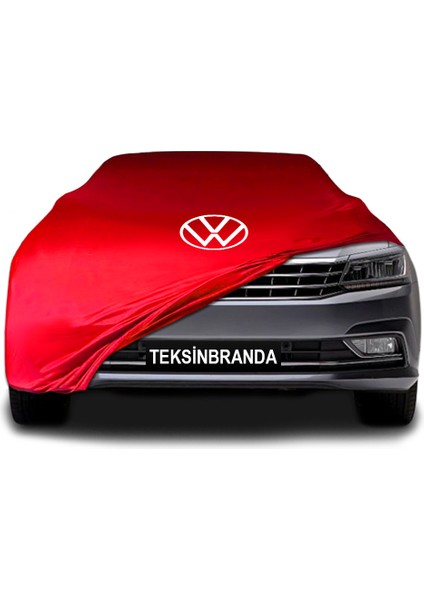 Volkswagen Passat B8-B8.5 (2014 - ) Kırmızı Kumaş Araba Branda Logolu Kumaş Araba Brandası Penye Oto Branda