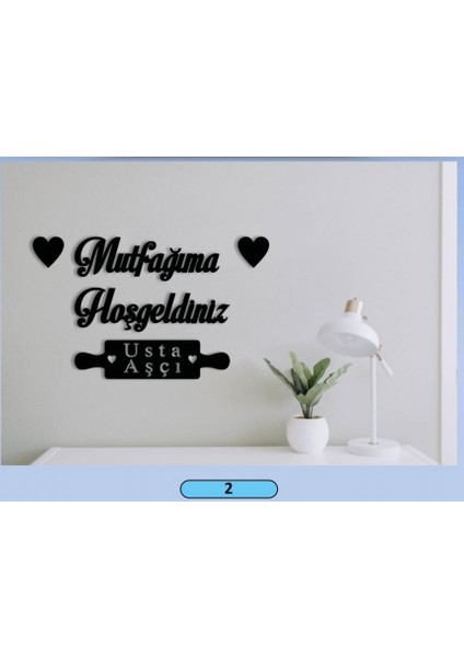 Dekoratif Mdf Lazer Kesim 5 Parça Mutfağıma Hoşgeldiniz Sembollü Tasarım Tablo