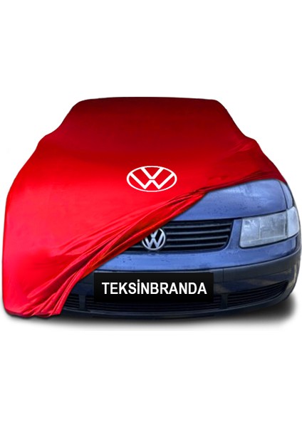 Volkswagen Passat 5 (1996 - 2000) Kırmızı Kumaş Araba Branda Logolu Kumaş Araba Brandası Penye Oto Branda