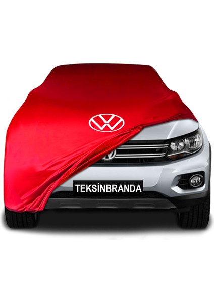 Volkswagen Tiguan 2 (2016 - 2020) Kırmızı Kumaş Araba Branda Logolu Kumaş Araba Brandası Penye Oto Branda