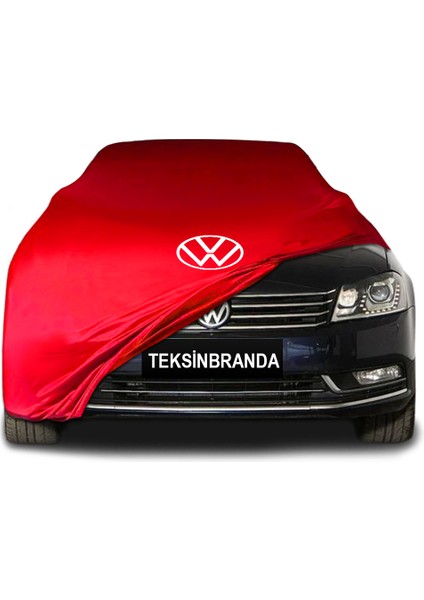 Volkswagen Passat B7 Variant Sw (2010 - 2014) Kırmızı Kumaş Araba Branda Logolu Kumaş Araba Brandası Penye Oto Branda