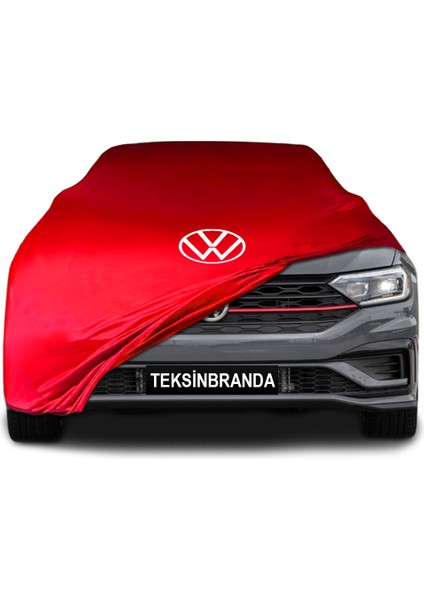 Volkswagen Jetta 7 (2018 - ) Kırmızı Kumaş Araba Branda Logolu Kumaş Araba Brandası Penye Oto Branda