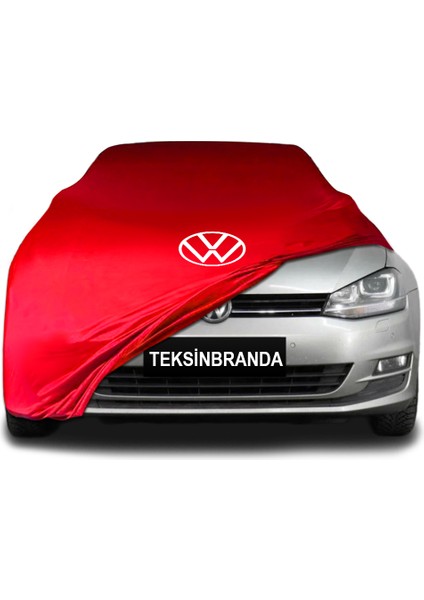 Volkswagen Golf 6 (2008 - 2012) Kırmızı Kumaş Araba Branda Logolu Kumaş Araba Brandası Penye Oto Branda