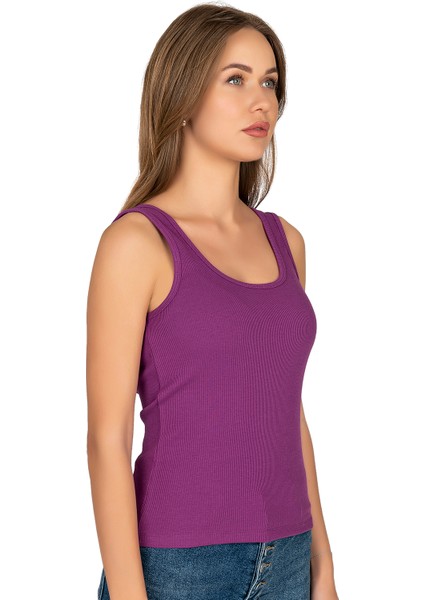 Özkan 26815 Kadın Soft Pamuklu Kaşkorse Fitilli Esnek Rahat Kalın Askılı Örme Atlet Bluz fırsatları