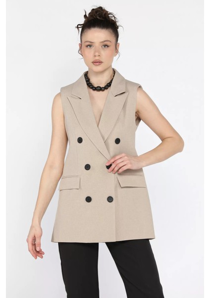 Kadın Kruvaze Yaka Astarlı Yelek