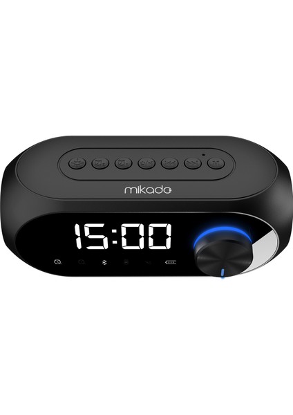Md-W7 1200MAH 5W Siyah Bluetooth-Aux-Derece-Usb-Fm Double Alarmlı Saat Speaker Speaker fırsatları