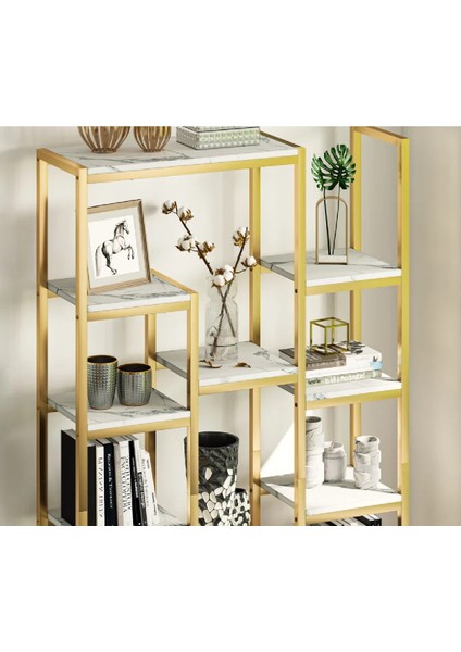 12 Raflı Metal Iskeletli Kitaplık Çok Amaçlı Aksesuar Rafı Düzenleyici Raf