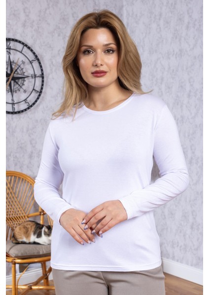 Kadın Badi Yuvarlak Yaka Sade Düz Body 6503
