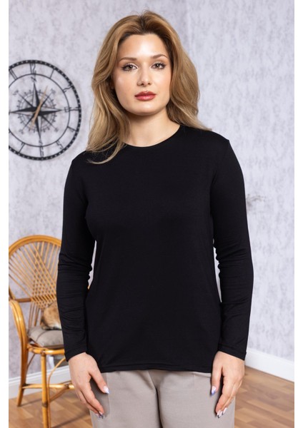 Kadın Badi Yuvarlak Yaka Sade Düz Body 6503