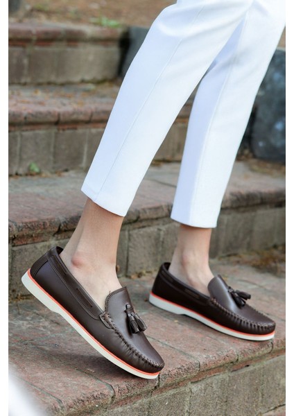 Roger Kahverengi Cilt Garantili Erkek Günlük Klasik Casual Rahat Ortopedik Ayakkabı ROGER-9168