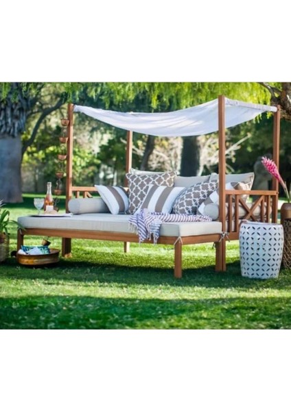 Ahşap Puflu Sedir Bahçe Balkon Teras Mobilyası