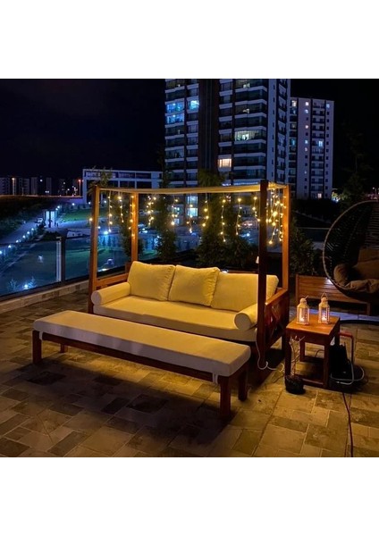 Ahşap Puflu Sedir Bahçe Balkon Teras Mobilyası